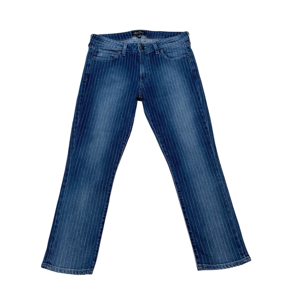Agave Denim Paloma Classic Crop Jewel Box Stretch Striped Denim Jeans Blue